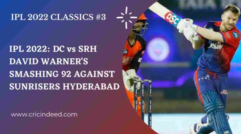 DAVID WARNER 92 AGAINST SRH