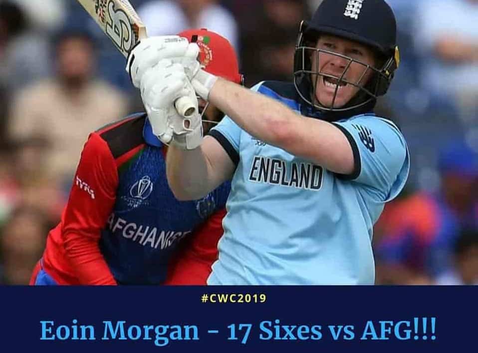 Eoin Morgan 17 sixes vs Afghanistan