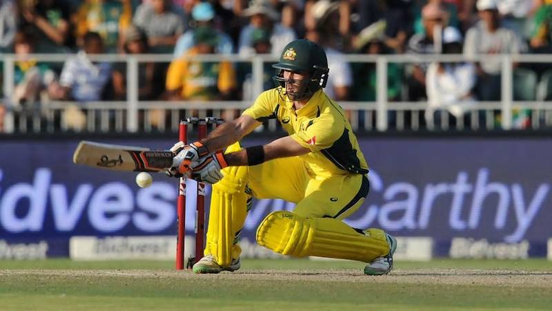 Glenn Maxwell playing a Sweep Shot