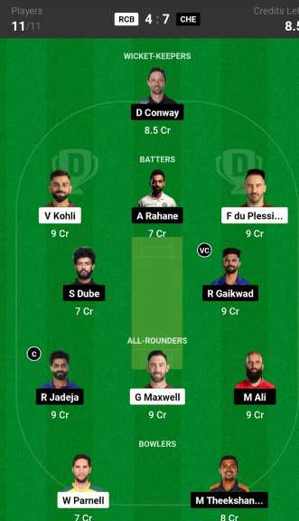 RCB-VS-CSK-DREAM11-TEAM